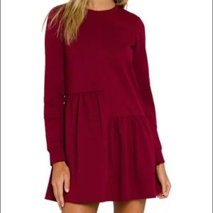 NWT Burgundy English Factory Knit Unbalanced Seam Dress